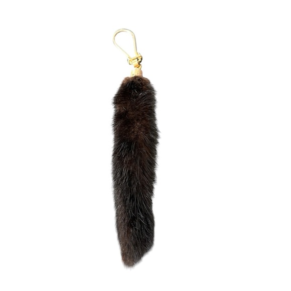 Unique vintage fur bag belt charm key chain brown fur (mink?) - Picture 4 of 16